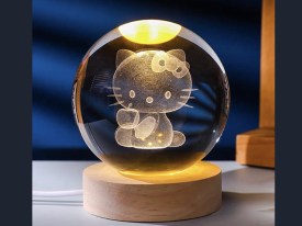 Lampara vidrio esfera holografica